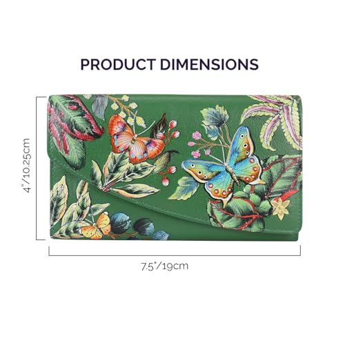 Image of Anuschka Women's Leather Wallet - Hand-Painted Genuine Leather Wallet with RFID Protection - 1174, Dancing Leaves