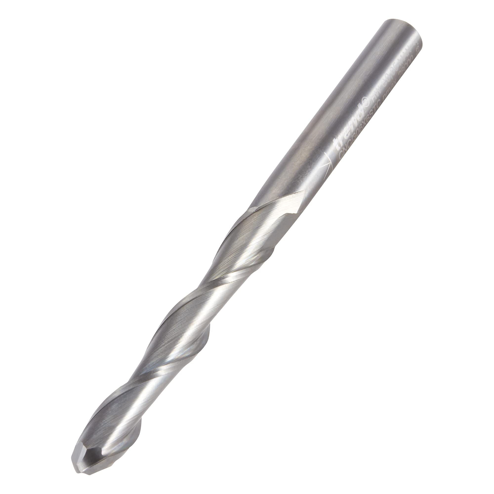 Trend Cnc Bullnose Spiral Up-Cut Router Cutter, 6Mm Shank, 6Mm Cut Diameter & 42Mm Cut Length, Solid Tungsten Carbide, Cnc/306X6stc