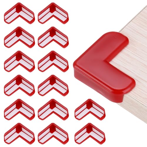 Image of uxcell Corner Protectors, 16 Pcs Table Corner Protectors, Furniture Corner Guard and Edges Safety Bumpers for Table Edges and Sharp Corners (L-Shaped, Red)