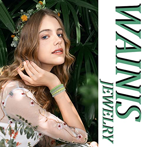 WAINIS 18PCS 8mm Semi-precious Beaded Bracelets for Women Multicolor Elastic Stretch Crystal Glass Bracelet3