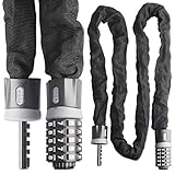 Beefoor Bike Lock, 5-Digit Resettable Combination Heavy Duty Anti Theft Bicycle Lock, 5 Feet Bike Chain Lock for Bikes, Motorcycles, Bicycles, Doors, Gates, Fences, Grills