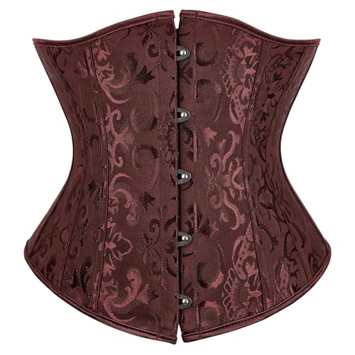 Genérico Corsé Steampunk para Mujer Cinturón Firme de Formación de Cintura Bustier Gótico Fajas Reductoras Corset Bajo Pecho Mujer Satinado Corsés y Bustiers Clasico Talla Grande