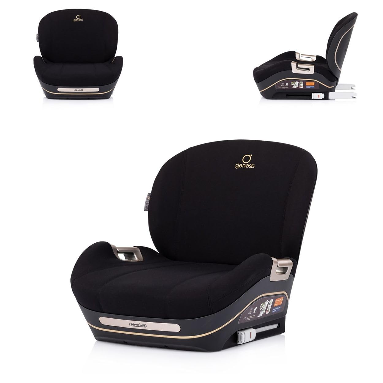 Chipolino Kindersitzerhöhung Genesis i-Size 125-150 cm Isofix, Rückenlehne schwarz