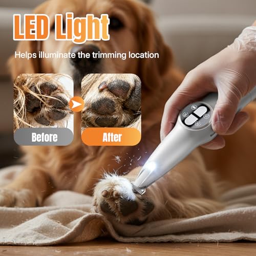 Mcbazel 2-in-1 Pet Paws Trimmer with LED Light, Rechargeable Dog/Cat Hair Shaver Grooming Clipper, Electric Cat/Dog Nail Grinder, Pet Razor for or Eyes, Ears,Face Small Areas - Image 6