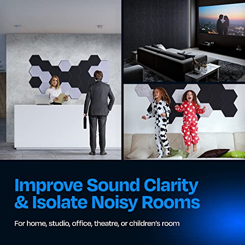 Image of Acoustic Panels 12-Pack Soundproof Wall Panels 12 inchX10.4 inchX0.4 inch Sound Panels High Density Sound Dampening Panels - [Dark Gray Hexagon]