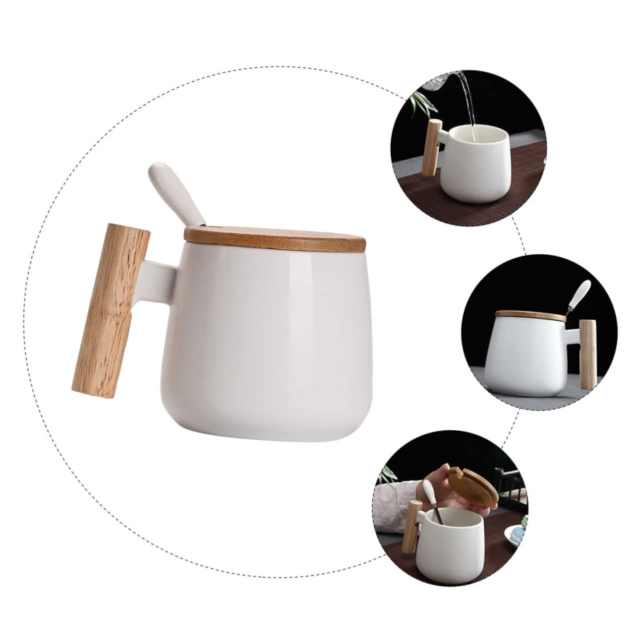 ULTECHNOVO 2 Set Tazza con e da Ergonomico per Latte Colazione e Bevande Calde