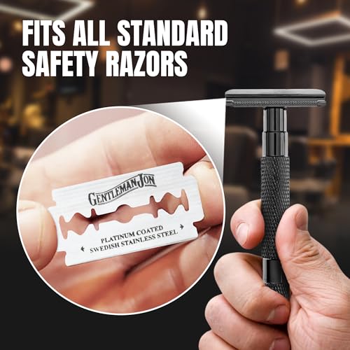 50-Pack Platinum Double Edge Razor Blades - Premium Swedish Stainless Steel Safety Razor Blades - Platinum Coated Blades For Smooth and Comfortable Shaves - Fits Most Safety Razors