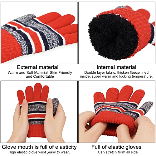 Image of Kids Toddlers Winter Hats Knit Warm Beanie Scarf Gloves Set for Boys Girls Age 2-7, Pompom Cap Neck Warmer Fleece Lined Gifts