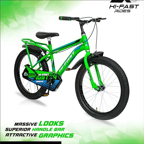 Image of HI-FAST Gangster 20T Cycle for Boys & Girls 7 to 10 Years with Tyre-Tube & Side Stand (Semi-Assembled) 20 Inches,Road Bike, Rigid