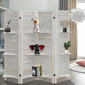 Ecomex4panelsroomdividers55ftprivacyscreenwoodroomdividerswithshelvesandfoldingprivacyscreenswalldividerforroomseparationforroomsbedroomofficeoutdoorwhite4panel  Urban Country Home Decor Ecomex 4 panels room dividers 55ft privacy screen wood room dividers with shelves and folding privacy screenswall divider for room separation for roomsbedroom officeoutdoor white4 panel  urban country home decor