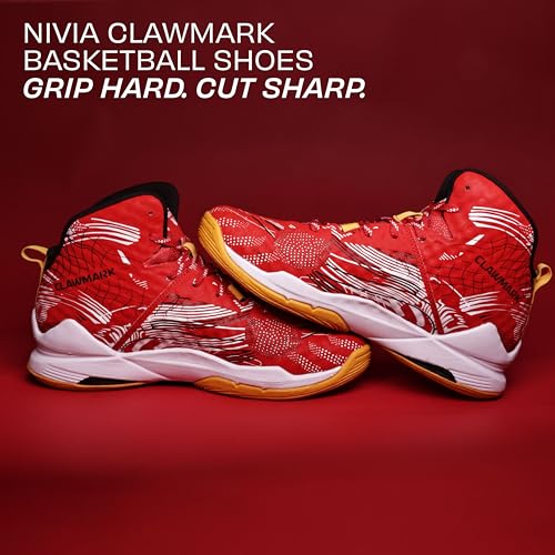 Image of Nivia CLAWMARK Basketball Shoes for Men, Herringbone Rubber Outsole with TPU Shank, Lightweight Mesh & TPU Upper, Indoor & Outdoor Grip for Training, Match & Court