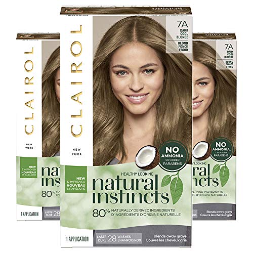 Clairol Natural Instincts Semi-Permanent, 7A Dark Cool Blonde, Sandalwood, 3 Count