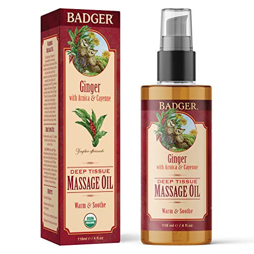 Badger 30051-UPC Deep Tissue Massage Oil, Ginger With Arnica & Cayenne, Certified Organic Massage Oil thumb #2