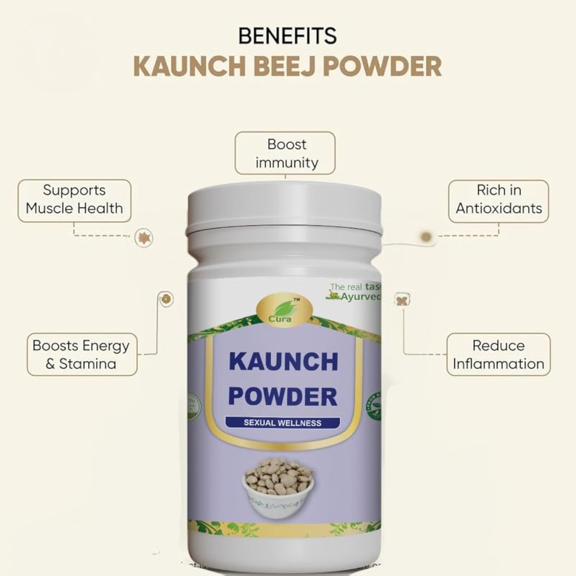 Kaunch Beej Powder, Ayurvedic Herbal Supplement, 100gm