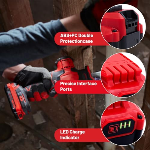 Upgrade 2-Pack 6.0Ah Batteries Replacement for Craftsman 20V Battery Compatible with Craftsman CMCB205 CMCB204 CMCB206 CMCB202 CMCB201 20V Cordless Power Tool