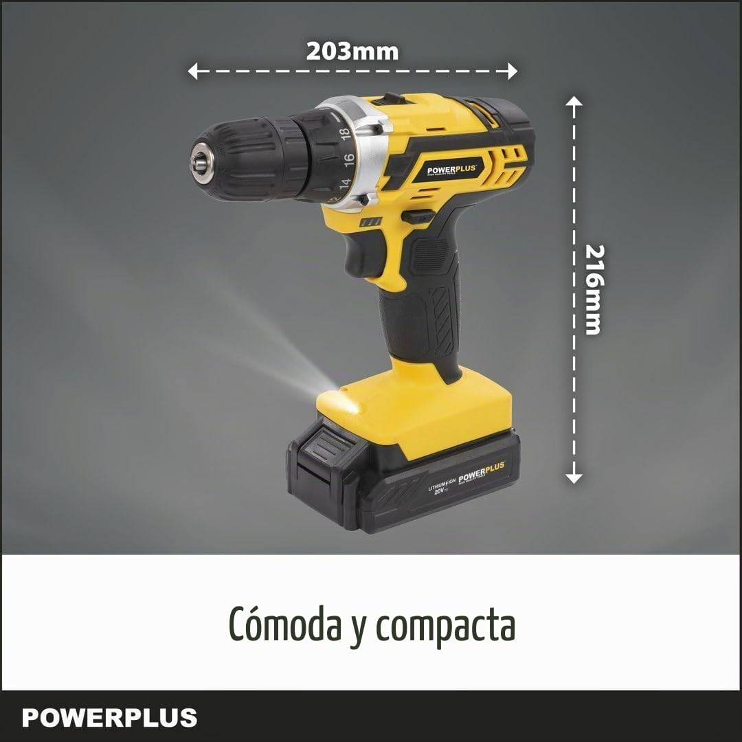 Powerplus Taladro atornillador POWX00501-3 pilas 20V 1300mAh reversible