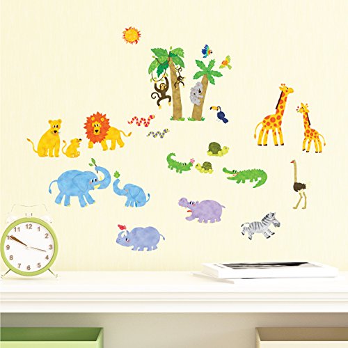 DECOWALL-DS-8013-Jungle-Animals-Kids-Wall-Stickers-Wall-Decals-Peel-and-Stick-Removable-Wall-Stickers-for-Kids-Nursery-Bedroom-Living-Room-Small-dcor