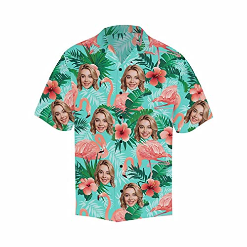 Custom Flamingo Hawaiian Shirt with Face for Men Personalized Photo Men Aloha Beach Tropical Pineapple Floral Shirts4