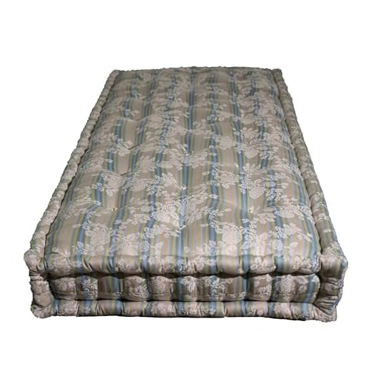 Valle di lana - Materasso Tradizionale con Lana Merino Abruzzese, Artigianale, Made in Italy, Altezza 25 Cm (Fantasia a righe, Singolo)