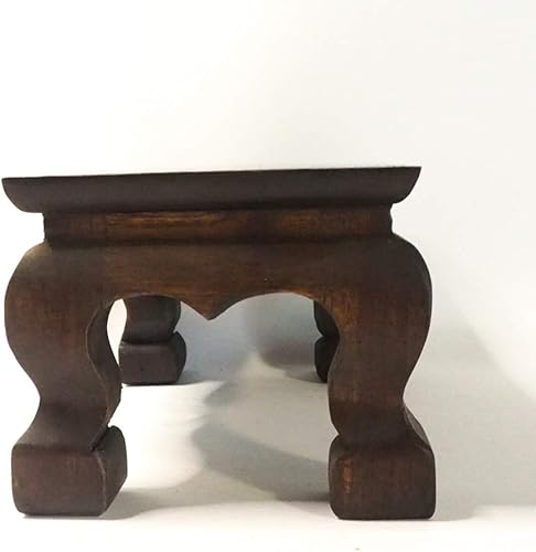 Miniatura 2 de Soporte de estatua de Buda para mesa de adoración, pedestal de teca tailandesa, soporte para tallado de madera para pequeñas cosas pequeñas,