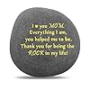 Unique gift for mom thank you for being my rock valentines mothers day christmas birthday gifts for mother from daughter son novelty keepsake paperweight stone engraved rock with sentiment words  urban country home decor
