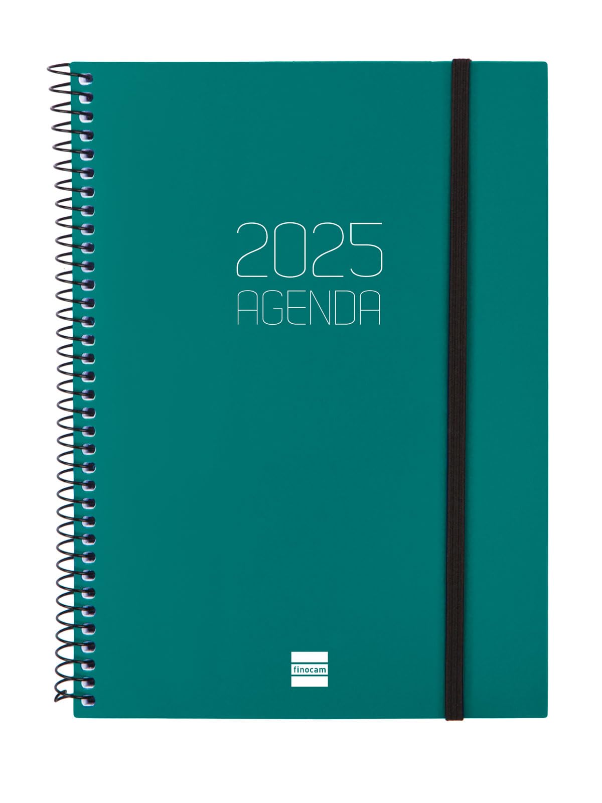 Finocam - Spiral Agenda Opaque 2025 Week to View Horizontal January 2025 - December 2025 (12 months) Spanish Green