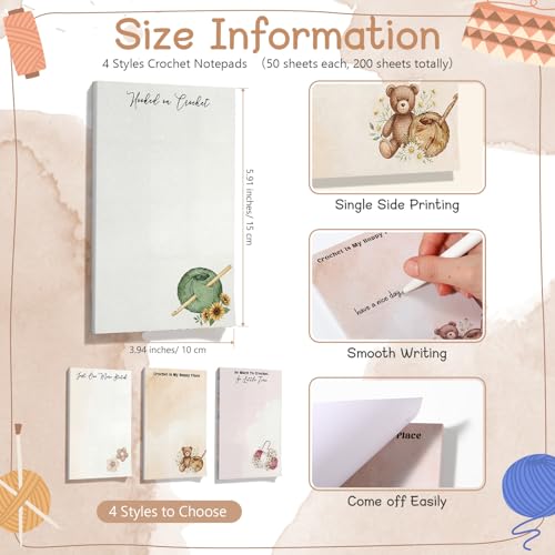 Image of Tinlade 200 Sheet 4 Styles Crochet Gifts to Do List Notepad Gift Crochet Lovers Checklist Handy Birthday Knitting Supplies for Women Crocheter Crafter Mom Sister Friends Crocheting Present, 4'' x 6''
