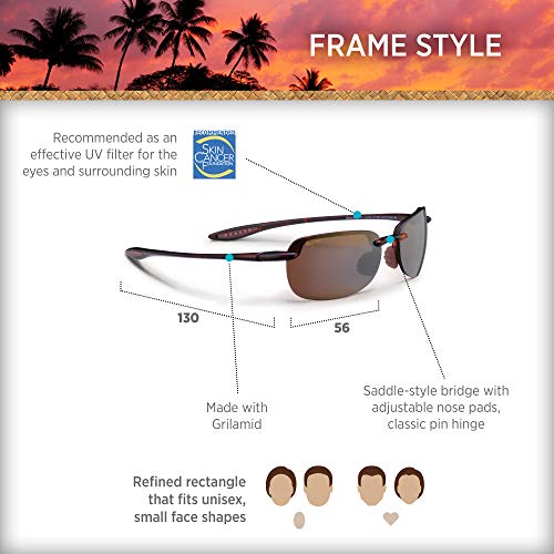 Maui Jim Men's and Women's Sandy Beach Polarized Rimless Sunglasses, Tortoise/HCL® Bronze, Small - Image 6