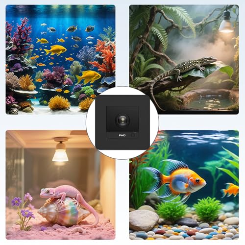 Image of Fish Tank Camera, 2K HD for Aquarium & Reptile Terrarium, 140 Wide-Angle with Anti-Glare, Night Vision, WiFi Pet Camera with AI Motion Detection, 2-Way Audio, 24 /7 Cloud /SD Recording (Black)