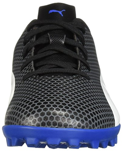 PUMA Unisex-Child Spirit Turf Trainer Soccer Shoe, Black White-Iron gate-Royal Blue, 11 M US Big Kid2