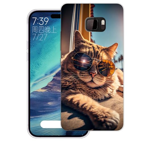WUACYEAMING Carcasa para Móvil Compatible con HTC U Ultra Ultrafina Delgado Cover Transparente TPU Silicona Antigolpes Anti-arañazos Bumper Caso para Case-(Gatos)
