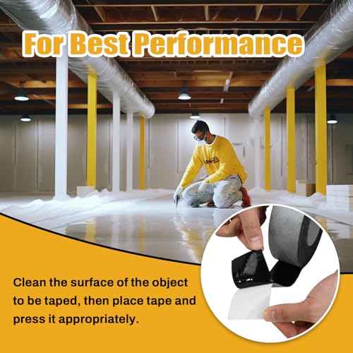 Image of Bghdas - 6 Pack Butyl Sealant Tape 2 inch X 90' - Double Sided - Black Vapor Barrier Butyl Tape for Wall of Crawl Space, Rv Windows, Deck Boat, Crawlspace (Waterproof, Weatherproof)