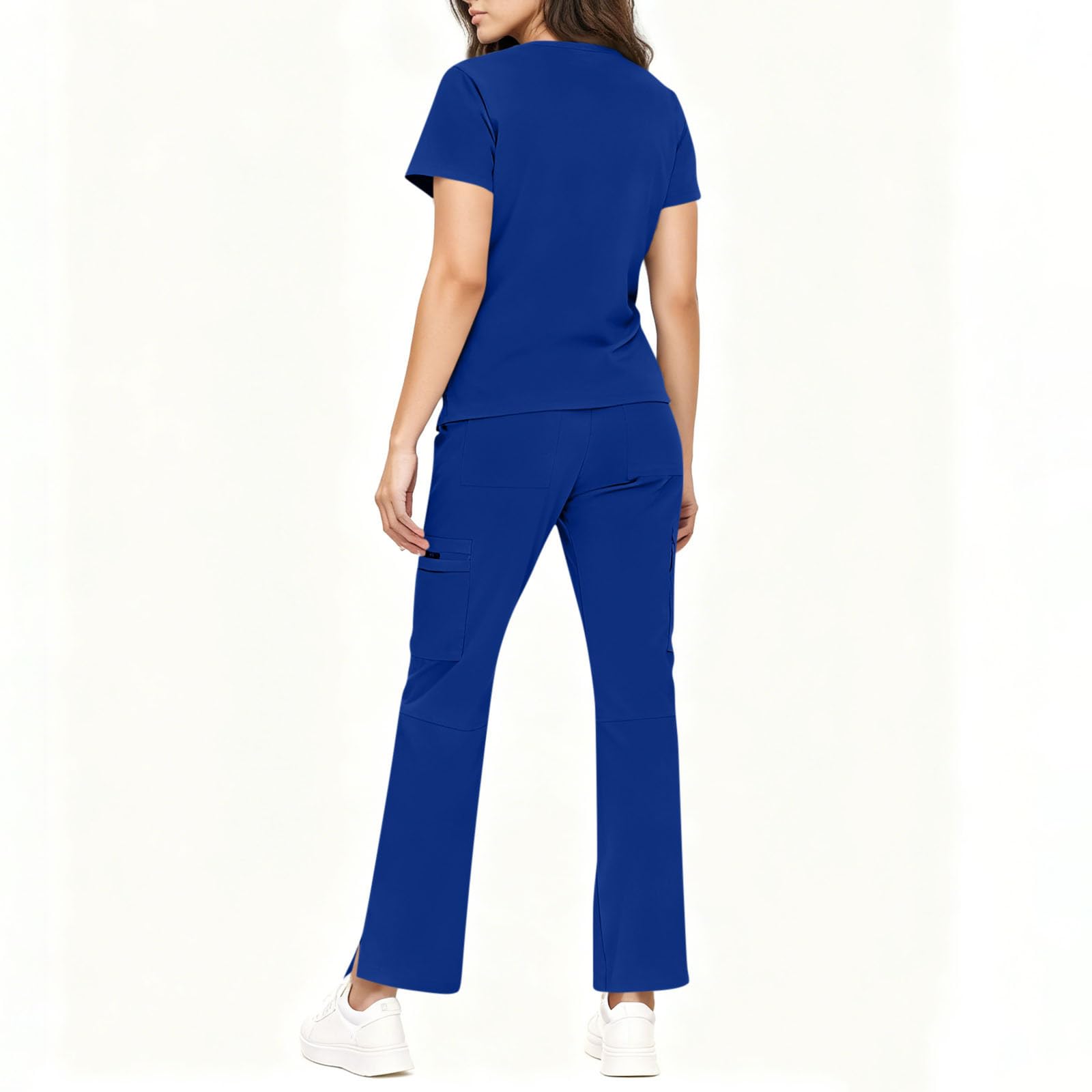 Divisa Sanitaria Donna Infermiere Set Casacca Pantalone Uniformi Ospedaliere Cordoncino Camice Medico