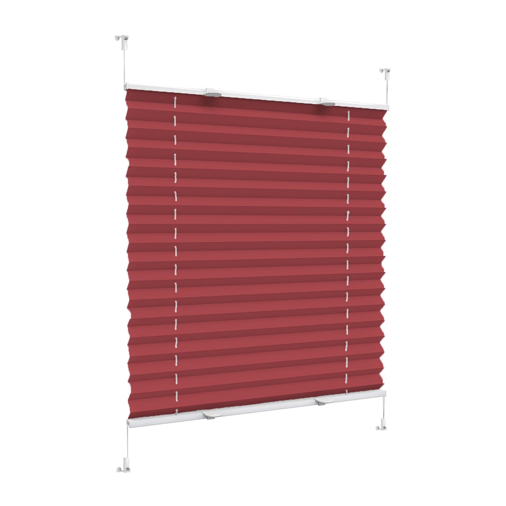 Pleated Shades, Blinds Shades, 45 x 60 cm Light Filtering, Privacy Protection, Temporary Privacy Blinds Roller Klemmfix No Drilling, for Window Privacy Protection, Red