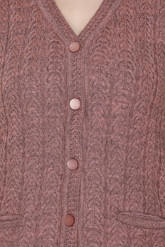 Image of aarbee Self Design Sleeveless V Neck Woollen Cardigan for Women with Front Pockets