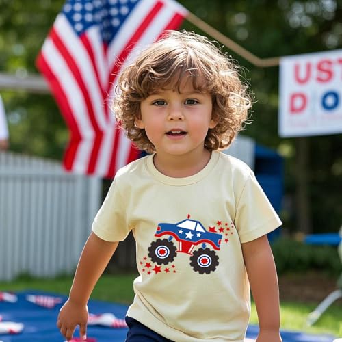 Image of Boys 4th of July Shirts-Toddler Girls Patriotic American Flag Tees Kids Memorial Day USA T-Shirts 2-7T