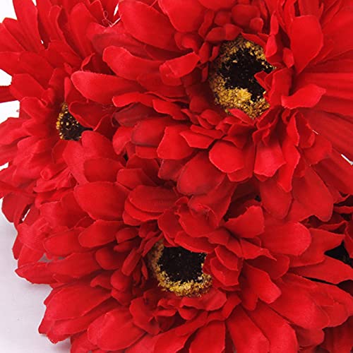 7Pcs Artificial Gerbera Daisy Red Silk Flowers Realistic Fake Daisy Flowers For Home Garden Wedding Party Decorations #TOP3