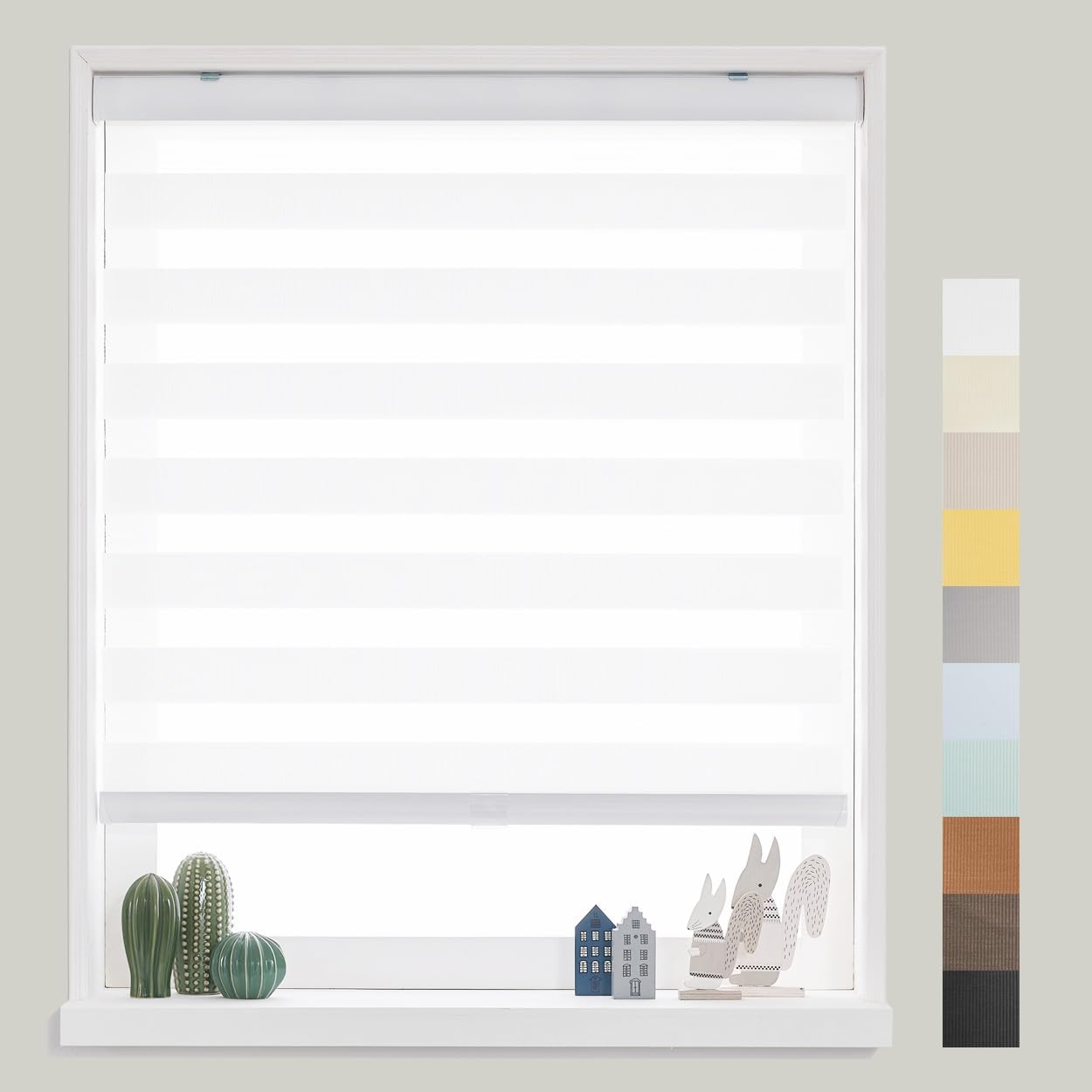 FOIRESOFT Standard Cordless Custom Zebra Roller Shades and