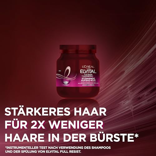L'Oréal Paris Elvital Haarkur gegen Haarausfall durch Haarbruch, Ohne Parabene oder Silikone, Für kraftloses Haar, Mit Biotin, Provitamin B5 und Arginin, Full Resist Multi Power Kur, 1 x 680 ml