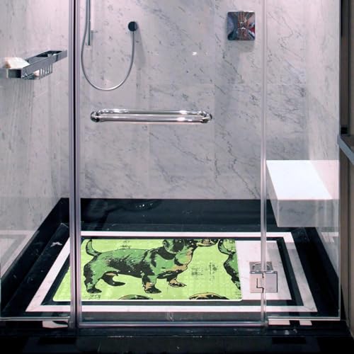 Tapis de bain antidérapant teckel vert extra long sans danger