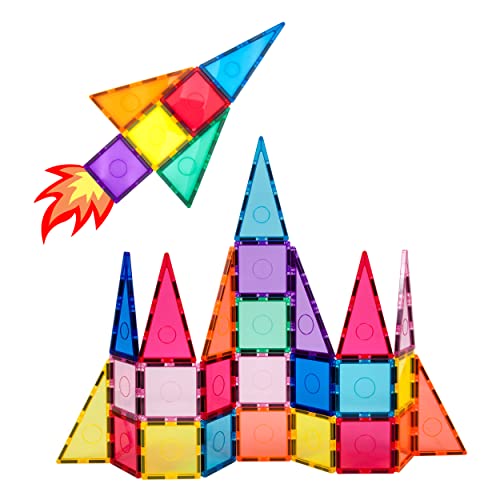Everplay 30Pc Magnetic Tile Building Block Set Construction Magnet Tiles Toy Blocks Stem Educational Learning Kit Toddler Preschool Games Rocket Playset Toys Unlimited Creation Boys Girls Age 3 And Up #TOP13