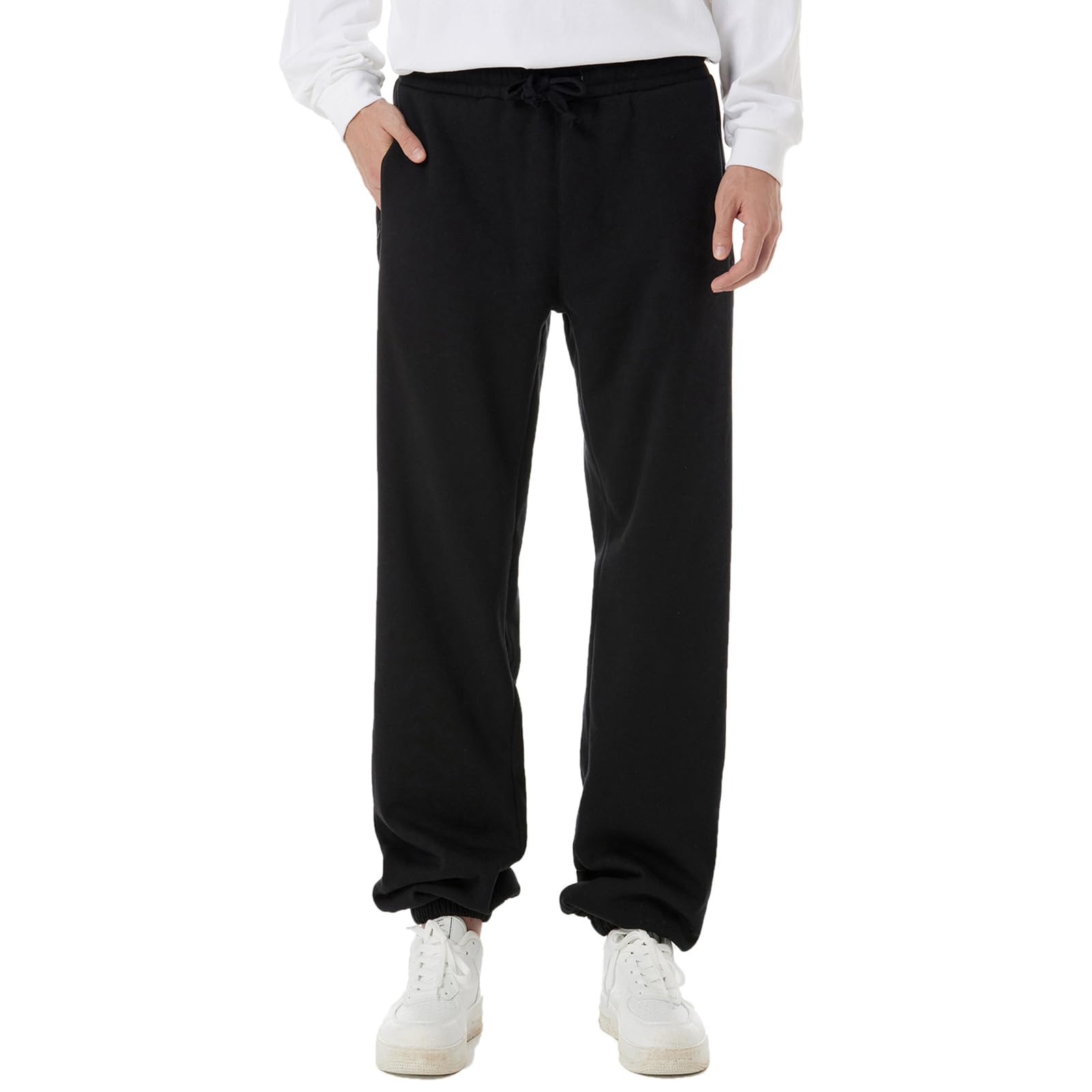 ineepor Pantaloni Tuta Uomo Invernali Pantaloni Termici Sportivi Uomo Felpata Pile Foderato Fleece Joggers Pantaloni Larghi Baggy Cerniera Tasche Laterali