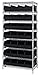 Quantum WR8-483BK Bin Wire Shelving System, 36"W x 21"D x 74"H, Carbon Steel, Chrome with Black Bins
