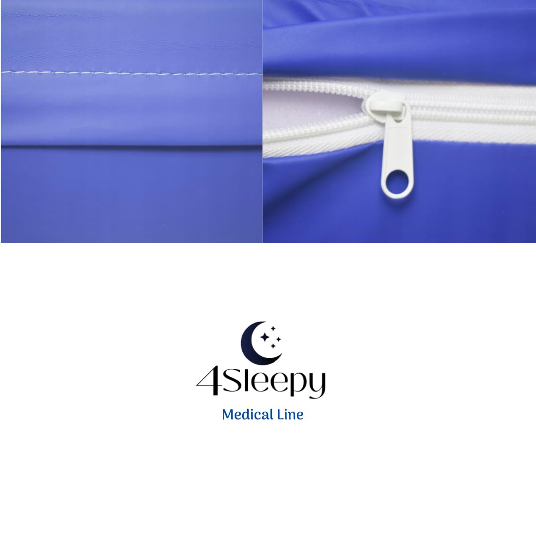 Wasserdichter Matratzenschoner in blau. atmungsaktiv und abwischbar 90x200 cm für Matratzen-Höhe 12 cm - Made in Europe. Waschbarer, Wasserdichter Bezug für Krankenhaus-Rehabilitationsmatratzen.