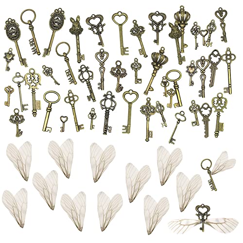 Gotetiso Llaves Antiguas 46 Piezas Llaves Antiguos Llaves Antiguas Decorativas Clave de Bronce...