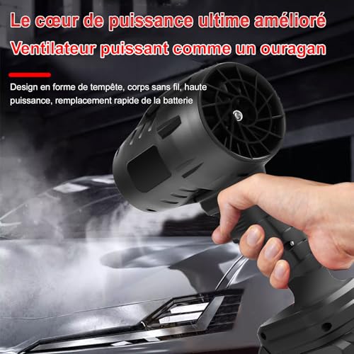 Souffleur Feuille Batterie Sans Fil, 35000 Tr/Min Portable Turbo Souffleur Avec Batteries 1300mah, Souffleurs Jardin Compact Electrique Pour Bulles De Feuilles, Neige, Poussière, Voitures – vue 7