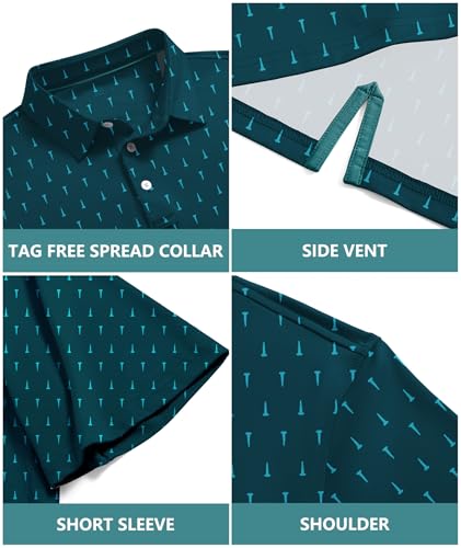 Mens Polo Shirts Short Sleeve Printed Quick‑Dry Golf Tops - image 5