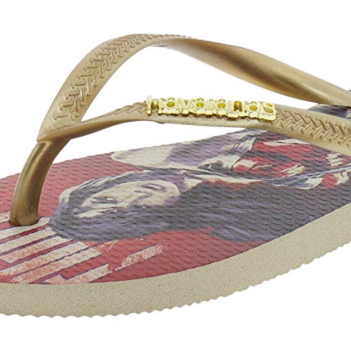 Chinelo Havaianas Slim Heroinas, Feminino, Bege Palha/Vermelho, 39/40
