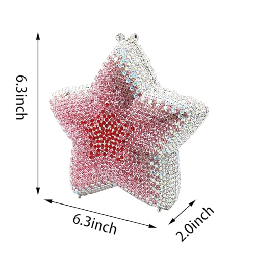 Image of Women Rhinestone Star Shape Clutch Purse Unique Crystal Evening Bag Luxury Chain Handbag for Wedding Cocktail Party | Rhinestone