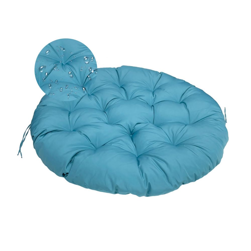 Surwin Papasan Chair Cushions, Thick Round Chair Cushions Hammocks Swing Pads Papasan Round Chair Cushions with Fixing Straps Outdoor Indoor Egg Chair Cushion (50x50cm,Sky Blue)
